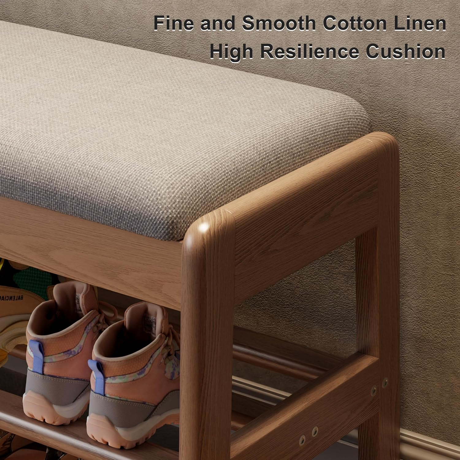 AQIMUELE Small Shoe Rack Bench,2 Tiers Shoe Bench with Storage with Flip-Top,Wood Shoe Rack for Entryway,Hallway（Walnut）